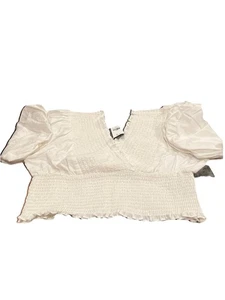 Abercrombie & Fitch Top Puff Popelina Calzado Talla L Nuevo Con Etiquetas Blanco - Imagen 1 de 4