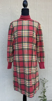 复古 Pendleton 羊毛格子红色黄色绿色射击礼服高领内衬 18 码 — 第 1/4 张图片