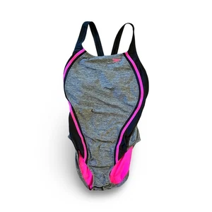 Speedo Damen Badeanzug Gr. 14 Rosa Grau Aqua Bademode Wettkampf Schwimmen - Bild 1 von 6