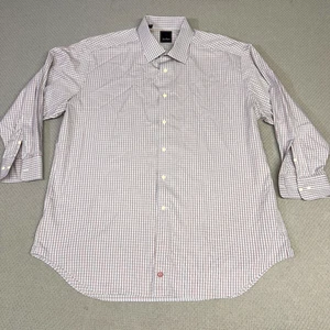 David Donahue Shirt Mens 18.5 34x35 Plaid Button Down Designer Formal - Picture 1 of 8