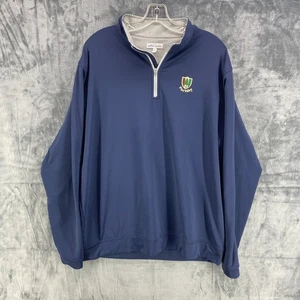 PETER MILLAR 1/4 Zip Pullover Sweater Perth Shirt PINE VALLEY GOLF CLUB XL Blue - Picture 1 of 15