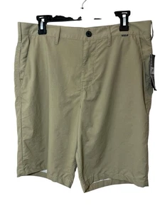 New Hurley Nike Dri-Fit Men’s Chino Shorts Size 32 Khaki Length 21.5” Breathable - Picture 1 of 7