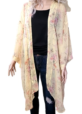 Новый с Ярлыками кимоно свободного длинный легкий Flowy Duster один размер бюст 80" - Изображение 1 из 4