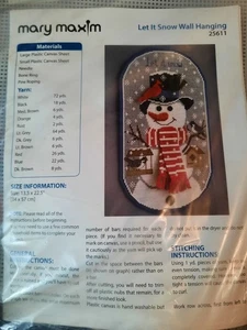 Mary Maxim KIT Plastic Canvas LET IT SNOW Wall Hanging Snowman & Birds 25611 NIP - Picture 1 of 3