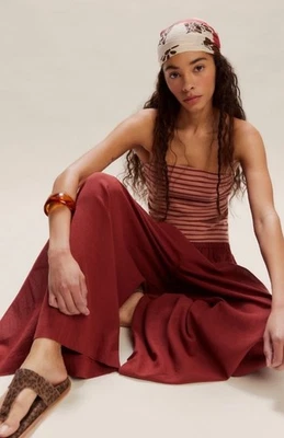 NWT FREE PEOPLE Rising Sun Pants MEDIUM BURNT HENNA - Image 1 of 4