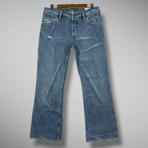 Diesel Zaf Men’s Jeans 34x30 Flare Leg Distressed Y2K Fades Whiskers Hemmed - Picture 1 of 18
