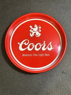 Vintage Coors Serving Tray Red 13" Round Metal America's Fine Light Beer 1970’s - Image 1 of 4