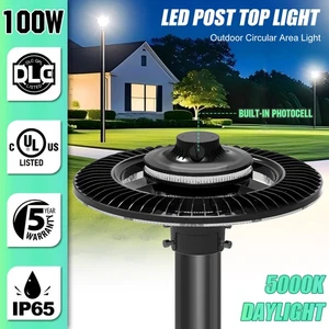 100 Watt LED Post Top Pole Light Dusk to Dawn Outdoor Garden Circular Area Light - Picture 1 of 17