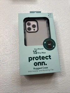 Protect Onn Clear Rugged Case with Holster & Rotating Clip for iPhone 15 NEW - Zdjęcie 1 z 2