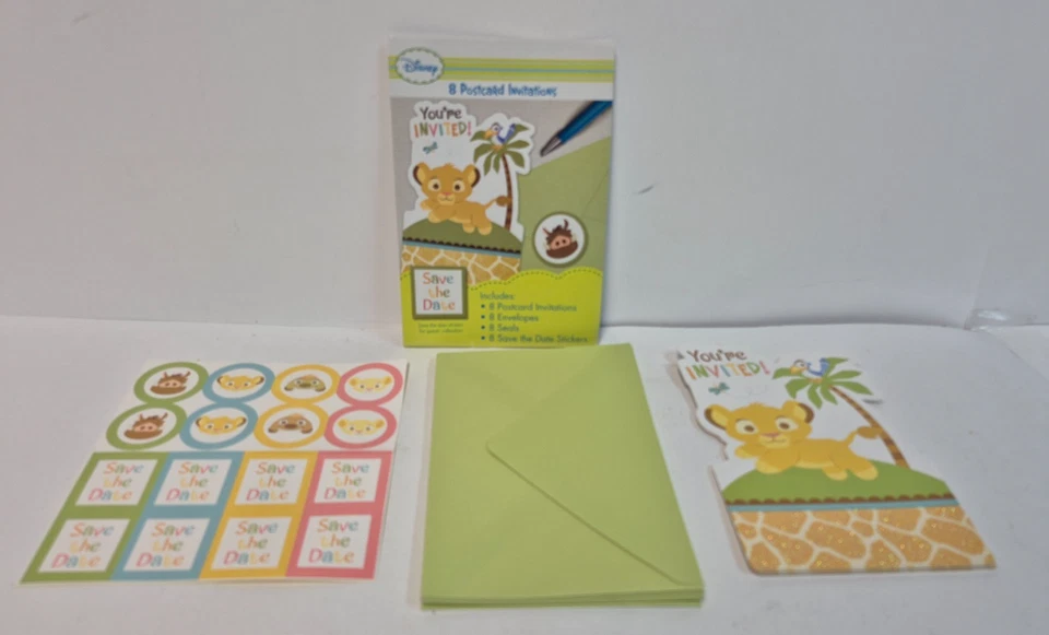 BABY LION KING Dulce Círculo de Vida INVITACIONES (8) ~ Tarjeta de Suministros para Fiesta de Ducha Foto 1 de 2