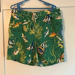 POLO RALPH LAUREN Swim Trunks Mens Sz M Green Multicolor Fish Vacation Beach - Picture 1 of 5