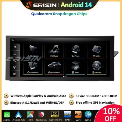 12.3" 8GB+128GB Android 14 Car Stereo SatNav DAB+CarPlay For Audi A4 A5 B8 S4 S5 - Image 1 of 4