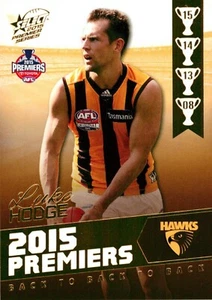 Tarjeta de Premiers 2015 Hawthorn Hawks AFL Luke Hodge - Imagen 1 de 3