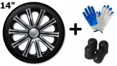 Radkappen Radzierblenden Radblenden 4x Stück Modena Schwarz Silber 14" 3049 - Bild 1 von 4