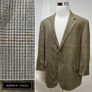 Andrew Fezza Windowpane Plaid 2-Button Wool/Silk 46S Blazer Jacket Sport Coat - Picture 1 of 8