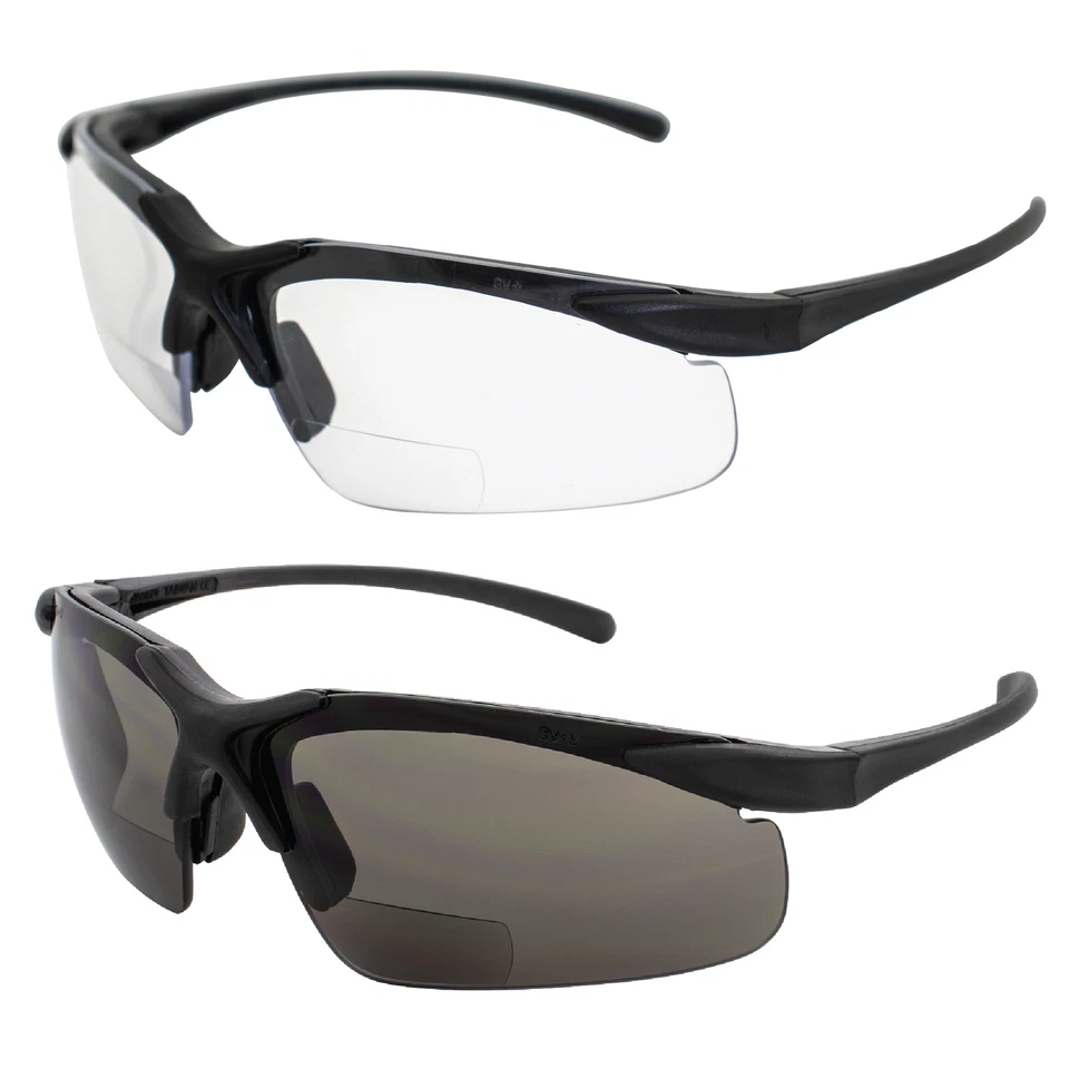 Global Vision Apex 1.5 Bifocal Safety Glasses 2 Pairs Black Frames with Clear & - Image 1 of 4