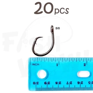 20pcs Size 5/0 Fish WOW!® Fishing 4x strong Offset circle hooks Short Shank @US - Picture 1 of 2