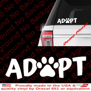 Adopt Paw Sticker Vinyl Decal Dog Cat Pet Puppy Animal Window Heart Rescue AM032 - Picture 1 of 10