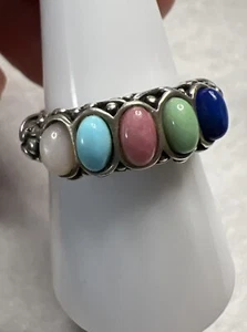 Carolyn Pollack Relios 925 Sterling Silver Multi Gemstone Ring Size 7.75 - Picture 1 of 13