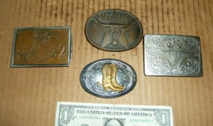 Vintage 4 Cowboy, Wild West Gürtelschnallen, Marlboro, Stiefel, Bronze, Lenkung, alte Pa. Werkzeuge - Bild 1 von 8