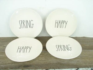 Rae Dunn 6" 4er Set Snack Desert Teller 2 "Spring" & 2 " Happy" MAGENTA - Bild 1 von 4
