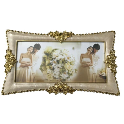 Gold  6" x 12" Wedding Picture Display Home Decor Frame Family Photo Decor - Image 1 of 4