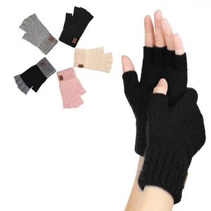Fingerless Gloves for Women - Winter Gloves Men Warm Stretch Knit Cold Weathe... - Picture 1 of 7
