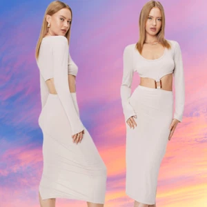 NEW Nasty Gal Stone BODYCON CUT OUT MIDI DRESS Party Clubbing Size UK 12 - Picture 1 of 8