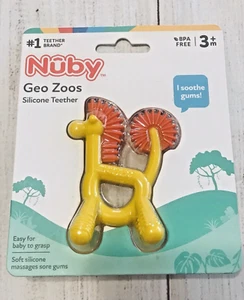 Nuby Geo Zoos Baby Infant Silicone Teether yellow New - Picture 1 of 7