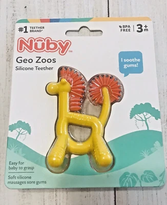 Nuby Geo Zoos Baby Infant Silicone Teether yellow New - Image 1 of 4