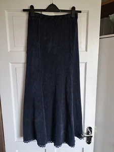 OUT OF XILE Blue Elasticated Waist Flare Maxi Skirt Size 2 UK 12 - Picture 1 of 7