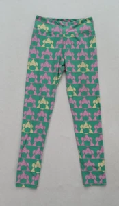 LuLaRoe Girls Leggings One Size Green Minnie Mouse Geometric Print - Picture 1 of 16