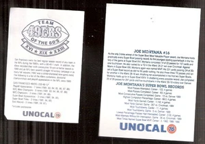 Lot of two UNOCAL SF 49ers Lapel Pin Fact Sheets - Montana Team of the Decade - Picture 1 of 1