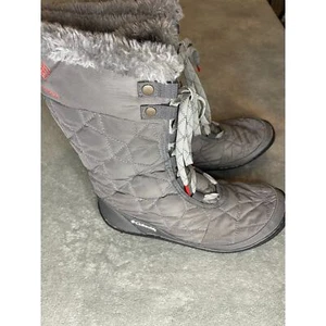 Columbia Minx Boots 8.5 gray waterproof mid calf Quilted Lace up Omni heat - Picture 1 of 9