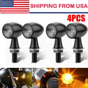 4Pcs Motorcycle LED Bullet Mini Turn Signal Light Blinker For Bobber Cafe Racer - Picture 1 of 13
