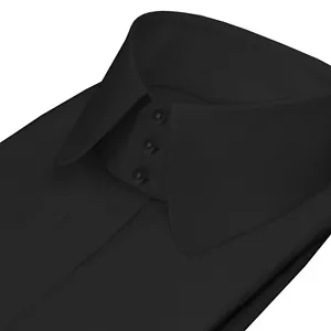 Camicia uomo Shelby Brothers collo alto penny nera con placche nascoste stile retrò - Foto 1 di 7