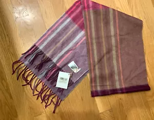Bufanda clásica de lujo a cuadros de invierno Wineberry 100 % cachemir Edimburgo nueva con etiquetas - Imagen 1 de 7