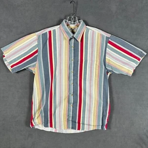 Vintage 90's Geoffrey Beene Striped Shirt Mens M Multicolor Brushpopper Style - Picture 1 of 13
