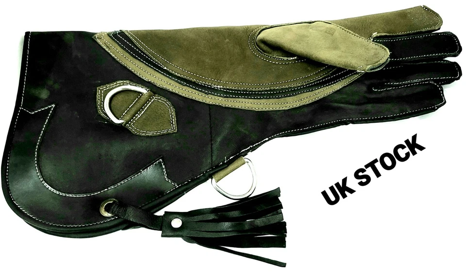 Eagle and Falconry Glove 4 Layers Nubuck Leather 16 Inches Long, Black & Green - Image 1 of 2