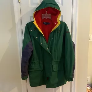 VINTAGE Polo Ralph Lauren Parka Jacket Men Small Fleece Lined Snap Sailing - Picture 1 of 24