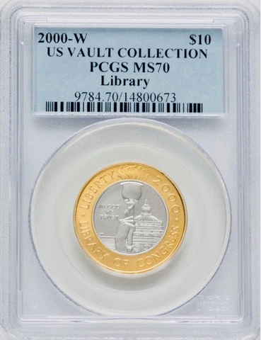 2000-W $10 LIBRARY OF CONGRESS GOLD/PLATINUM COIN | PCGS MS70 | US VAULT COLL Cover