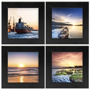 Collezione Cornici per Smartphone, Set di 4, Cornici Quadrate in Legno 4x4 Pollici, Nero - Foto 1 di 8