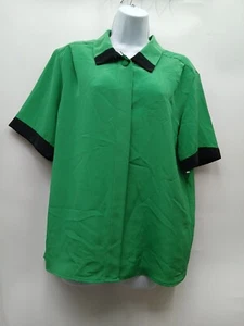 VTG 100% Silk SK & Company Short Sleeve Button Up Retro Shirt Women's Size 12 - Picture 1 of 8
