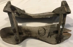 RusticAntique Primitive Branded Ranch Saddle Tree/Stand Handmade Wood Horse Mule - Picture 1 of 20