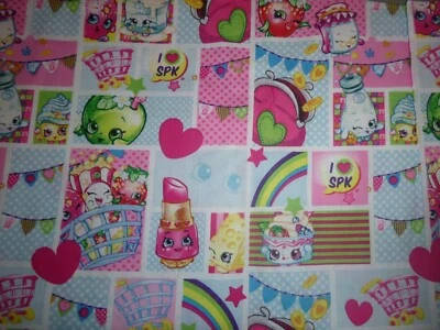 Shopkins en Cuadrados Tela Algodón con Ribete Rosa Una Funda de Almohada Artesanal Estándar Foto 1 de 4