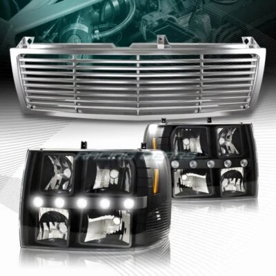 Luces LED de carcasa negra + rejilla cromada apta para 00-06 Tahoe/Suburban 1500 2500 Foto 1 de 4