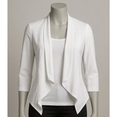 Blazer ligero Metaphor blanco drapeado cascada abierta para mujer XS Foto 1 de 4