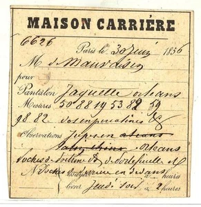 Document ancienne- Une commande de Maison Carriére. Paris. 1856 - Picture 1 of 1