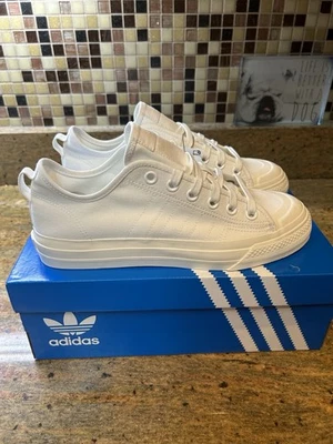 Men’s 8.5 Women’s 9.5 - adidas Nizza RF Triple White - Image 1 of 4