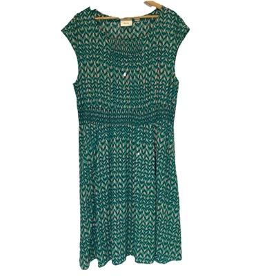 Maeve Anthropolgie Evaline Midi XL Verde Calado Geométrico Boho Cottagecore Foto 1 de 4
